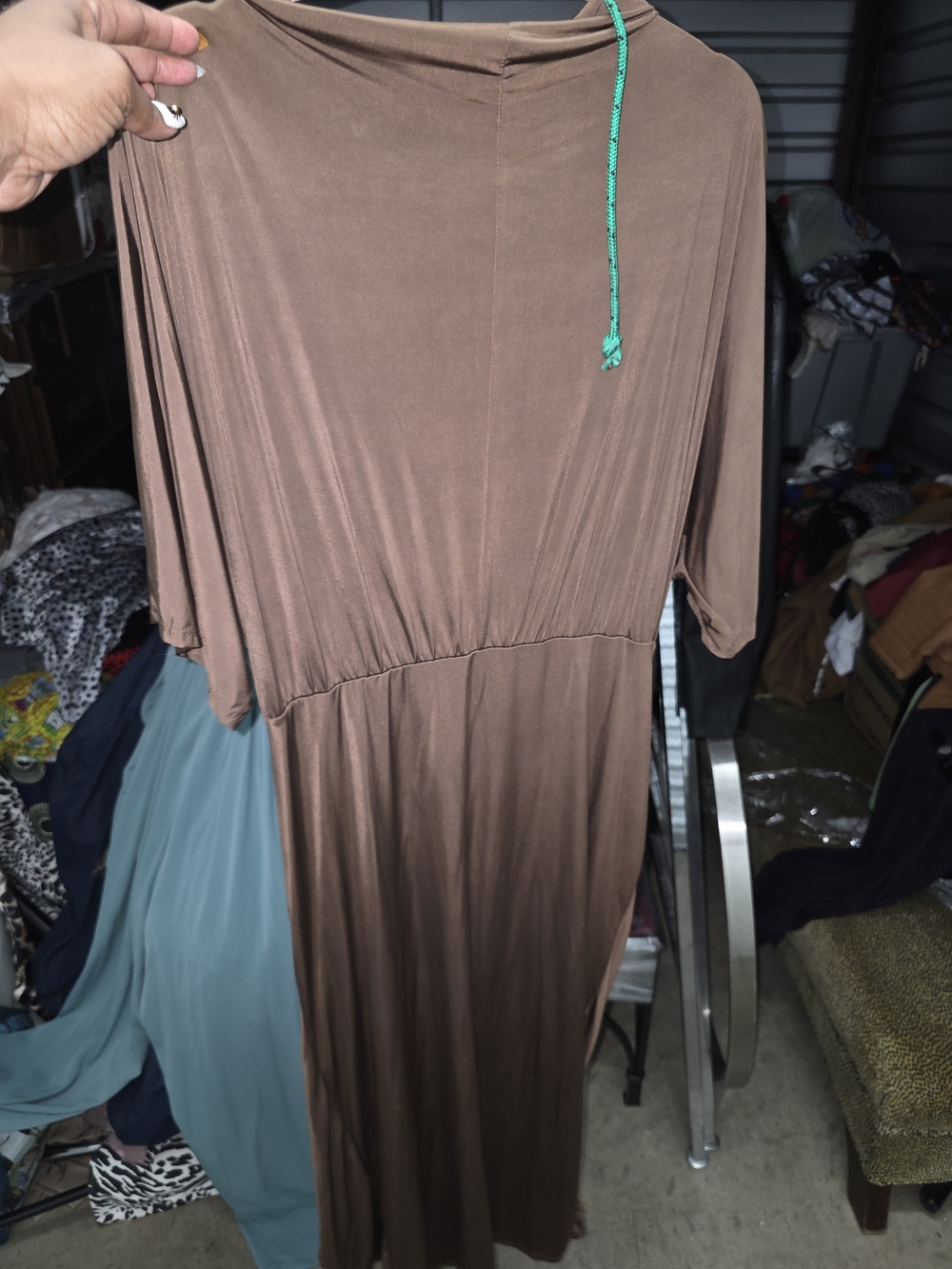 Janette Plus Taupe Draped Midi Dress - Picture 5 of 5